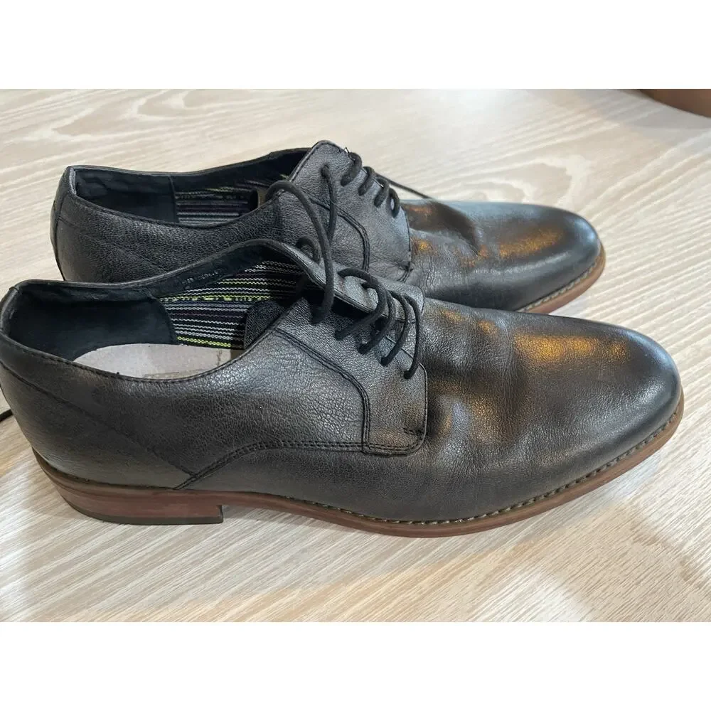 New Florsheim Black Plain Toe Lace-Up Leather Oxford Men 8 D/ 15084-001 RET $130